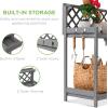 imageBest Choice Products Outdoor Garden Potting Bench Wooden Workstation Table wCabinet Drawer Open Shelf Lower Storage Lattice Back  NaturalGray