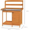 imageBest Choice Products Outdoor Garden Wooden Potting Bench Work Station wMetal Table Top PreStained Finish Cabinet Sliding Drawer Large Bottom Shelf  Brown