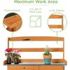 imageBest Choice Products Outdoor Garden Wooden Potting Bench Work Station wMetal Table Top PreStained Finish Cabinet Sliding Drawer Large Bottom Shelf  Brown