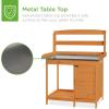 imageBest Choice Products Outdoor Garden Wooden Potting Bench Work Station wMetal Table Top PreStained Finish Cabinet Sliding Drawer Large Bottom Shelf  Brown