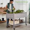 imageBest Choice Products Raised Garden Bed 48x24x32inch Mobile Elevated Wood Planter wLockable Wheels Storage Shelf Protective Liner  Acorn BrownGray