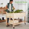 imageBest Choice Products Raised Garden Bed 48x24x32inch Mobile Elevated Wood Planter wLockable Wheels Storage Shelf Protective Liner  Acorn BrownNatural