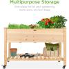 imageBest Choice Products Raised Garden Bed 48x24x32inch Mobile Elevated Wood Planter wLockable Wheels Storage Shelf Protective Liner  Acorn BrownNatural