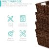 imageBest Choice Products Rustic Set Of 4 Multipurpose Stackable Seagrass Storage Basket Handwoven Laundry Organizer Totes for Bedroom and Living Room Shelves Pantry wInsert Handles  NaturalBrown