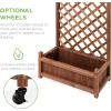 imageBest Choice Products Set of 2 48in Wood Planter Box ampamp Diamond Lattice Trellis Mobile Outdoor Raised Garden Bed for Climbing Plants wDrainage Holes Optional Wheels  WalnutSet of 2