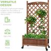 imageBest Choice Products Set of 2 48in Wood Planter Box ampamp Diamond Lattice Trellis Mobile Outdoor Raised Garden Bed for Climbing Plants wDrainage Holes Optional Wheels  WalnutSet of 1