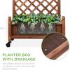 imageBest Choice Products Set of 2 48in Wood Planter Box ampamp Diamond Lattice Trellis Mobile Outdoor Raised Garden Bed for Climbing Plants wDrainage Holes Optional Wheels  WalnutSet of 1