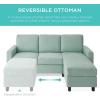 imageBest Choice Products Upholstered Sectional Sofa for Home Apartment Dorm Bonus Room Compact Spaces wChaise Lounge 3Seat LShape Design Reversible Ottoman Bench 680lb Capacity  BlueGrayAqua
