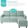 imageBest Choice Products Upholstered Sectional Sofa for Home Apartment Dorm Bonus Room Compact Spaces wChaise Lounge 3Seat LShape Design Reversible Ottoman Bench 680lb Capacity  BlueGrayAqua