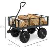 imageBest Choice Products Utility Garden Cart Wagon for Lawn Yard wHeavyDuty Steel 400lb Weight Capacity Removable Sides Long Handle 10in Tires  GreenGray