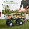 imageBest Choice Products Utility Garden Cart Wagon for Lawn Yard wHeavyDuty Steel 400lb Weight Capacity Removable Sides Long Handle 10in Tires  GreenGreen