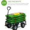 imageBest Choice Products Utility Garden Cart Wagon for Lawn Yard wHeavyDuty Steel 400lb Weight Capacity Removable Sides Long Handle 10in Tires  GreenGreen