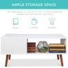 imageBest Choice Products Wooden MidCentury Modern Coffee Table Accent Furniture for Living Room Indoor Home Dcor wOpen Storage Shelf Wood Grain Finish  BrownWhiteBrown
