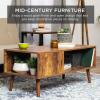 imageBest Choice Products Wooden MidCentury Modern Coffee Table Accent Furniture for Living Room Indoor Home Dcor wOpen Storage Shelf Wood Grain Finish  BrownBrown