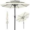 imageBest Choice Products 10ft 3Tier Solar Patio Market Umbrella Outdoor Sun Shade for Backyard Deck Poolside Table wWoodgrain Pattern LED Lights Tilt Adjustment  Sky BlueIvory