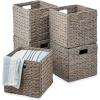 imageBest Choice Products 12x12in Hyacinth Baskets Rustic Set Of 5 Multipurpose Collapsible Storage Organizer Handwoven Laundry Totes for Bedroom Living Room Shelves wInserts  NaturalGray