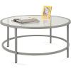 imageBest Choice Products 36in Modern Round Tempered Glass Accent Side Coffee Table for Living Room Dining Room Tea Home Dcor wMetal Frame NonMarring Foot Caps  BlackGrey