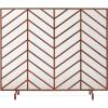 imageBest Choice Products 38x31in Single Panel Handcrafted Wrought Iron Mesh Chevron Fireplace Screen Fire Spark Guard for Living Room Bedroom Dcor wDistressed Antique Finish  PewterCopper