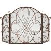imageBest Choice Products 3Panel 55x33in Solid Wrought Iron SeeThrough Metal Fireplace Screen Spark Guard Safety Protector wDecorative Scroll  CopperCopper