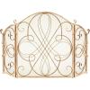 imageBest Choice Products 3Panel 55x33in Solid Wrought Iron SeeThrough Metal Fireplace Screen Spark Guard Safety Protector wDecorative Scroll  CopperGold