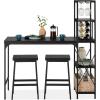 imageBest Choice Products 3Piece Counter Height Dining Set Desk Bar Kitchen Island Table w 2 Stools Wine Rack ampamp Storage Shelves  BlackBlack