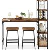 imageBest Choice Products 3Piece Counter Height Dining Set Desk Bar Kitchen Island Table w 2 Stools Wine Rack ampamp Storage Shelves  BlackBrown
