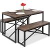 imageBest Choice Products 455in 3Piece Bench Style Dining Furniture Set 4Person SpaceSaving Dinette for Kitchen Dining Room w 2 Benches Table  Light BrownBlackBrownBlack
