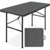 imageBest Choice Products 4ft Plastic Folding Table Indoor Outdoor Heavy Duty Portable wHandle Lock for Picnic Party Camping  WhiteDark Gray