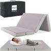 imageBest Choice Products 4in Portable QueenSize Mattress TriFold Mattress for Camping Guest Toddler Foam Plush wCarry Case  TaupeGrey