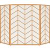imageBest Choice Products 52x31in 3 Panel Chevron Fireplace Screen Mid Century Modern Wrought Iron Hand Crafted Fire Place Guard for Living Room Home Decor Steel Mesh  GoldGold