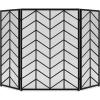 imageBest Choice Products 52x31in 3 Panel Chevron Fireplace Screen Mid Century Modern Wrought Iron Hand Crafted Fire Place Guard for Living Room Home Decor Steel Mesh  GoldBlack