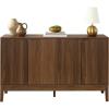 imageBest Choice Products 55quot Modern 4Door Sideboard Storage Cabinet Buffet Media Cabinet Cupboard Entryway Accent Table Bookcase wReed Panels and Adjustable Shelves  NaturalWalnut