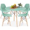 imageBest Choice Products 5Piece Dining Set Compact MidCentury Modern Table ampamp Chair Set for Home Apartment w 4 Chairs Plastic Seats Wooden Legs Metal Frame  BlueOakLight GreenOak