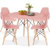 imageBest Choice Products 5Piece Dining Set Compact MidCentury Modern Table ampamp Chair Set for Home Apartment w 4 Chairs Plastic Seats Wooden Legs Metal Frame  BlueOakPinkOak