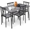 imageBest Choice Products 5Piece Metal and Wood Indoor Modern Rectangular Dining Table Furniture Set for Kitchen Dining Room Dinette Breakfast Nook w 4 Chairs  BrownGrey
