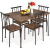 imageBest Choice Products 5Piece Metal and Wood Indoor Modern Rectangular Dining Table Furniture Set for Kitchen Dining Room Dinette Breakfast Nook w 4 Chairs  BrownDrift Brown