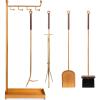 imageBest Choice Products 5Piece Modern Contemporary Fireplace Tool Set for Indoor Fireplace Dcor Outdoor Fire Pit wPoker Tongs Dust Pan Shovel Brush Ergonomic Handles  Antique GoldGold