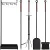imageBest Choice Products 5Piece Modern Contemporary Fireplace Tool Set for Indoor Fireplace Dcor Outdoor Fire Pit wPoker Tongs Dust Pan Shovel Brush Ergonomic Handles  Antique GoldBlack