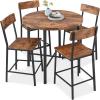 imageBest Choice Products 5Piece Modern Round Counter Height Dining Set for Home Kitchen Dining Room w 4 Chairs 15in Thick Table  BrownBrown