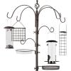 imageBest Choice Products 6Hook Bird Feeding Station Steel MultiFeeder Kit Stand for Attracting Wild Birds w 4 Bird Feeders Mesh Tray Bird Bath 5Prong Base  BlackBronze