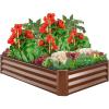 imageBest Choice Products 6x3x1ft Outdoor Metal Raised Garden Bed Box Vegetable Planter for Vegetables Flowers Herbs and Succulents  Dark GreenWood Grain