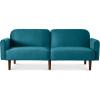 imageBest Choice Products 77quot Mid Century Modern Velvet Loveseat Sofa Couch Convertible Sofa Sleeper Bed wReal Wood Removable Armrest  PlumVelvet  Deep Teal