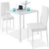 imageBest Choice Products 7Piece Glass Dining Set Modern Kitchen Table Furniture for Dining Room Dinette Compact SpaceSaving wGlass Tabletop 6 Upholstered PU Chairs Metal Steel Frame  BlackWhite