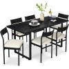 imageBest Choice Products 7Piece Modern Dining Room Set Kitchen Table Set Dining Table w 6 Chairs Upholstered Cushions Solid Metal Frame Curved Backrest  BlackIvoryBlackIvory