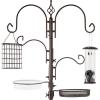 imageBest Choice Products 91in 4Hook Feeding Station Steel MultiFeeder Kit Stand for Attracting Wild Birds w 2 Bird Feeders Mesh Tray Bird Bath 4Prong Base  BronzeBronze