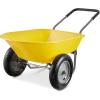 imageBest Choice Products DualWheel Home Utility Yard Wheelbarrow Garden Cart wBuiltin Stand for Lawn Gardening Construction  GrayYellow