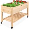 imageBest Choice Products Raised Garden Bed 48x24x32inch Mobile Elevated Wood Planter wLockable Wheels Storage Shelf Protective Liner  Acorn BrownNatural