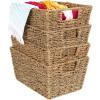imageBest Choice Products Rustic Set Of 4 Multipurpose Stackable Seagrass Storage Basket Handwoven Laundry Organizer Totes for Bedroom and Living Room Shelves Pantry wInsert Handles  NaturalNatural
