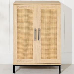 imageBest Choice Products 2Door Natural Rattan 34 x 24in Multiuse Storage Cabinet for Bathroom Living Dining Room Entryway wAdjustable Shelves