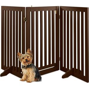 imageBest Choice Products 315in 3Panel Freestanding Wooden Pet Gate wWalk Through Door Adjustable Pen Support Feet  EspressoEspresso